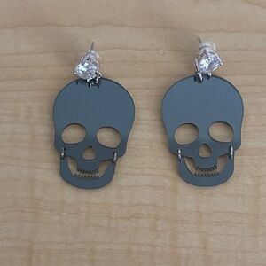 Bella Jack Skull Earrings with Rhinestone Studs.